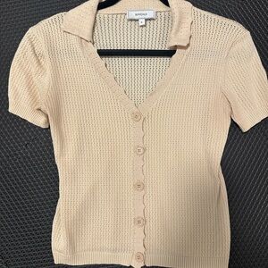 RIHOAS Cream Knit Women's Vneck Top